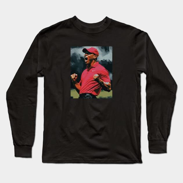 Tiger Woods - Original Artwork Long Sleeve T-Shirt by Labidabop